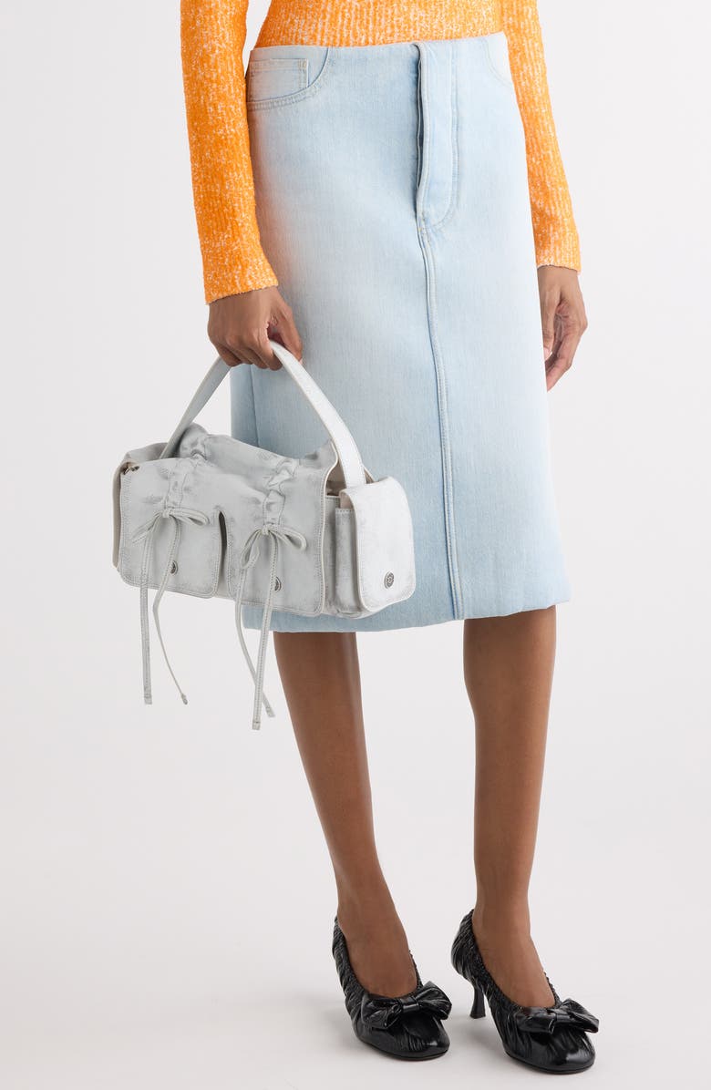 Acne Studios Multipocket Washed Leather Bag, Alternate, color, White/ Grey