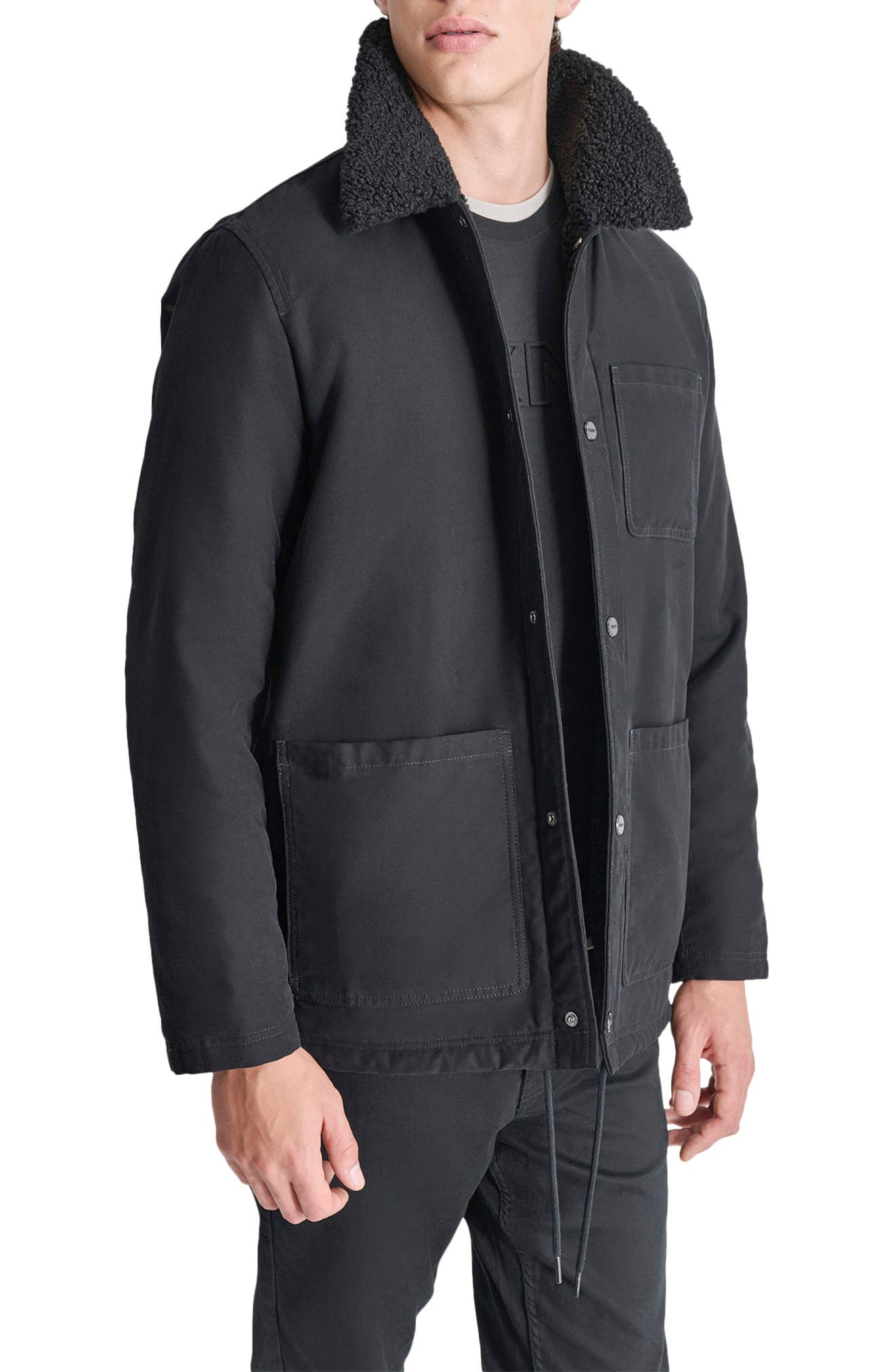 DKNY Faux Shearling Lined Chore Jacket