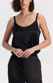 Ronen Chen Satin Tank Top with Round Neck and Adjustable Straps