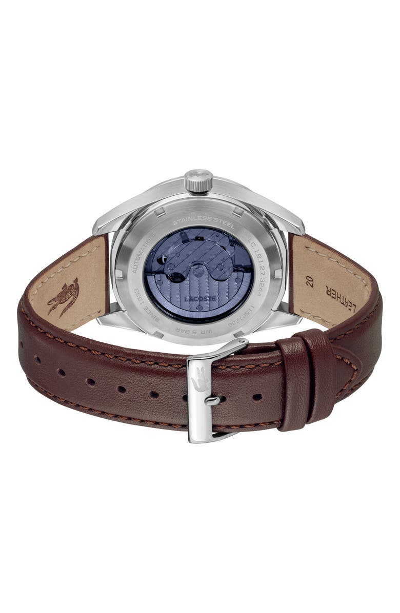 Lacoste Boston Automatique Leather Strap Watch, 40mm, Alternate, color,