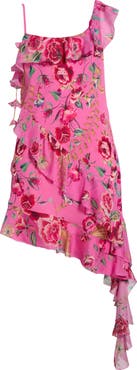 Camilla Matadora Flora Asymmetric Ruffle Silk Georgette Dress