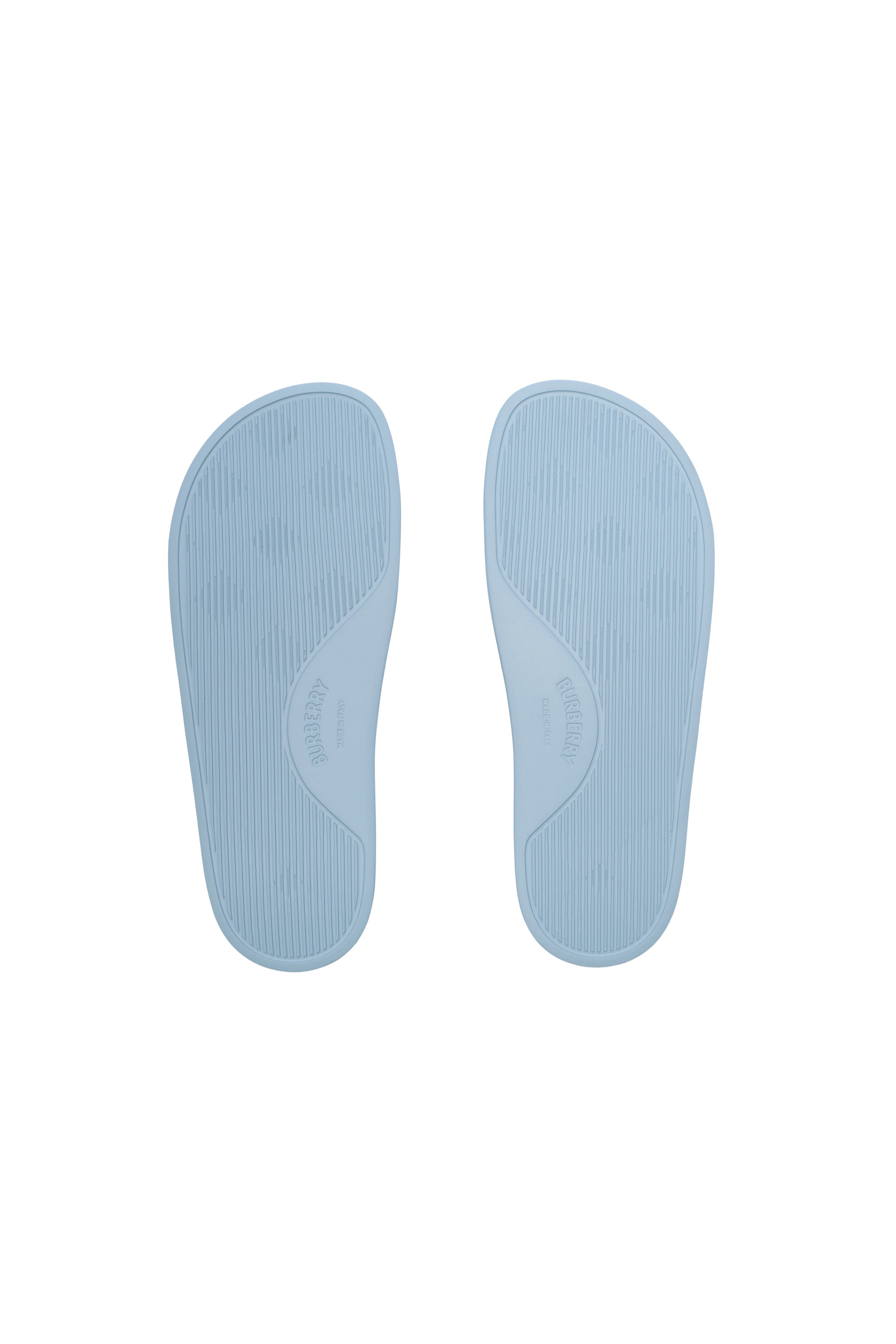 Burberry Logo Slides, Alternate, color, Sunbleached Blue/Dove White