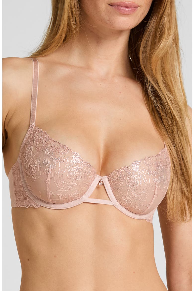 Hollie Embroidered Mesh Underwire Bra, Main, color, ROSE SMOKE