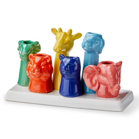 Eclectic Fun Animal Stoneware Bud Vase Multi 7.48 x 3.35 x 4.33 in