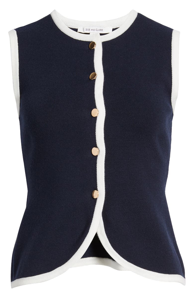 ZOE AND CLAIRE Contrast Piping Sweater Vest, Alternate, color, 