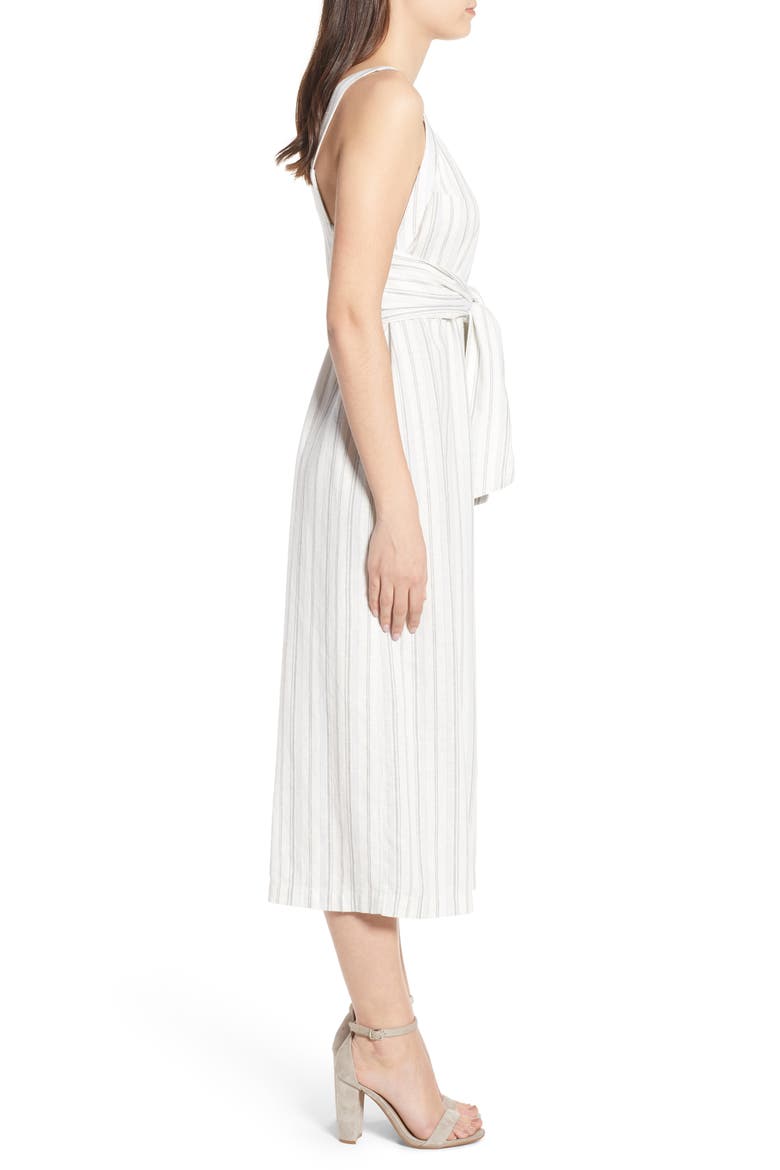 Stripe Tie Front Jumpsuit, Alternate, color, IVORY VERIGATED STRIPE