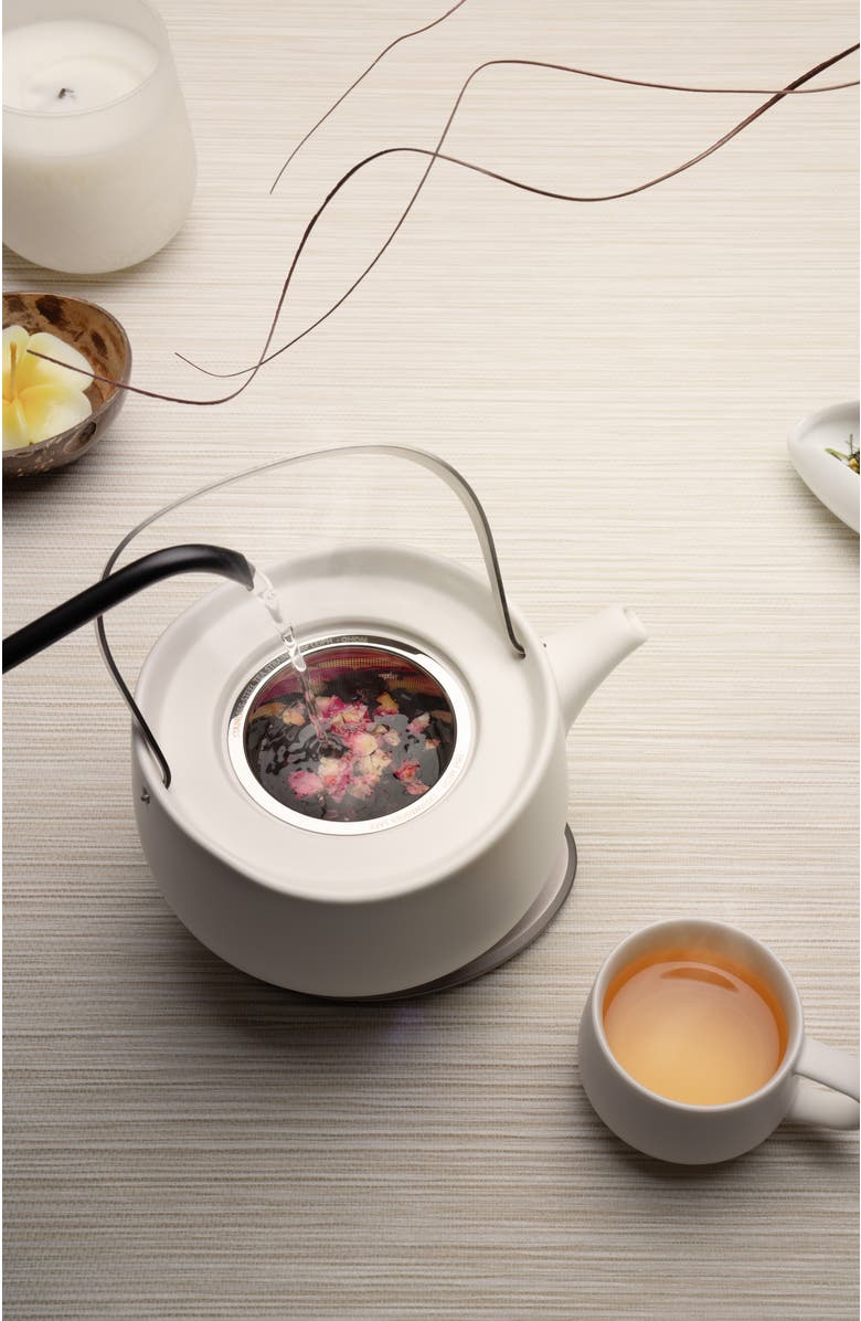 OHOM INC Leiph Self-heating Teapot Set, Alternate, color, Jasmine White