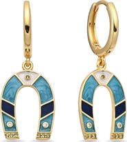 EYE CANDY LOS ANGELES Talia 18k Gold Plate Enamel Horseshoe Drop Earrings