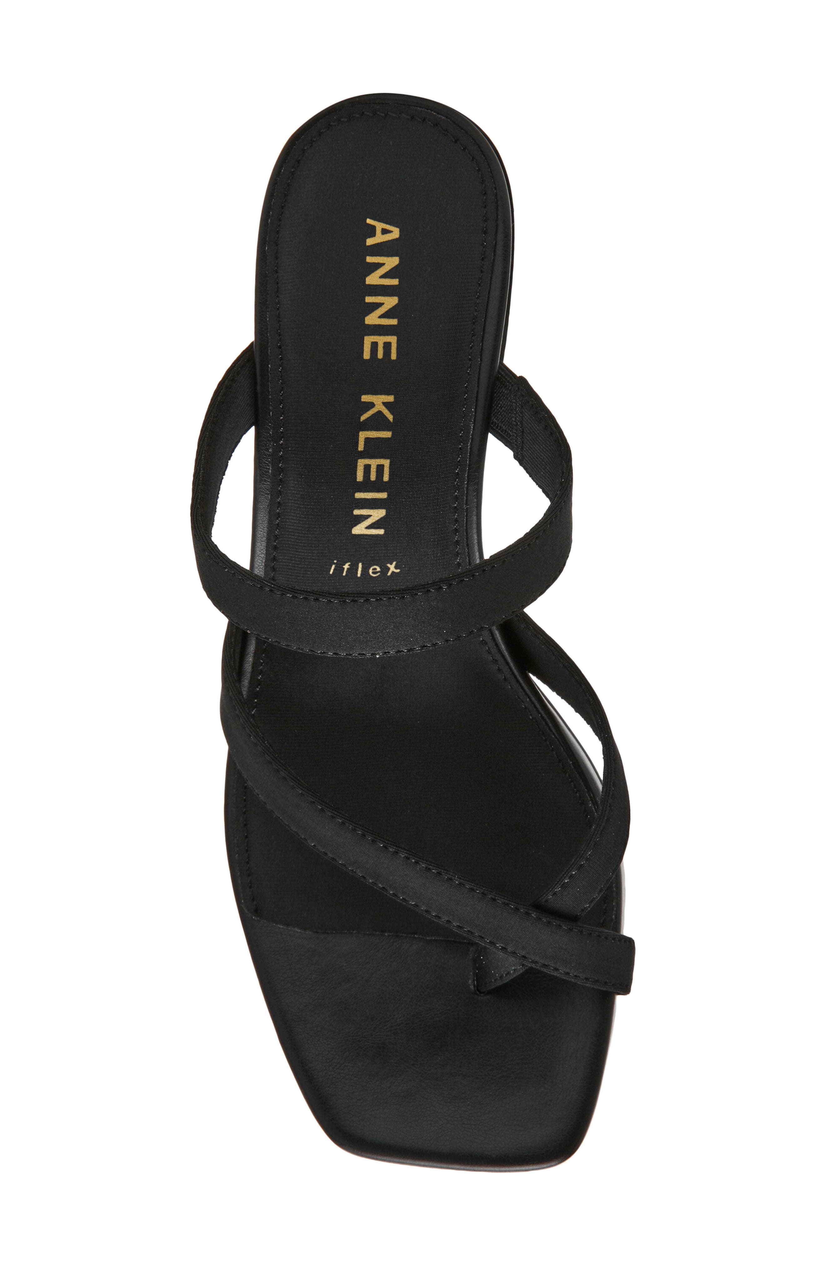 Anne Klein Jevelli Toe Loop Sandal, Alternate, color, Black Stretch