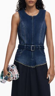 Desigual Sleeveless Mixed Media Midi Dress