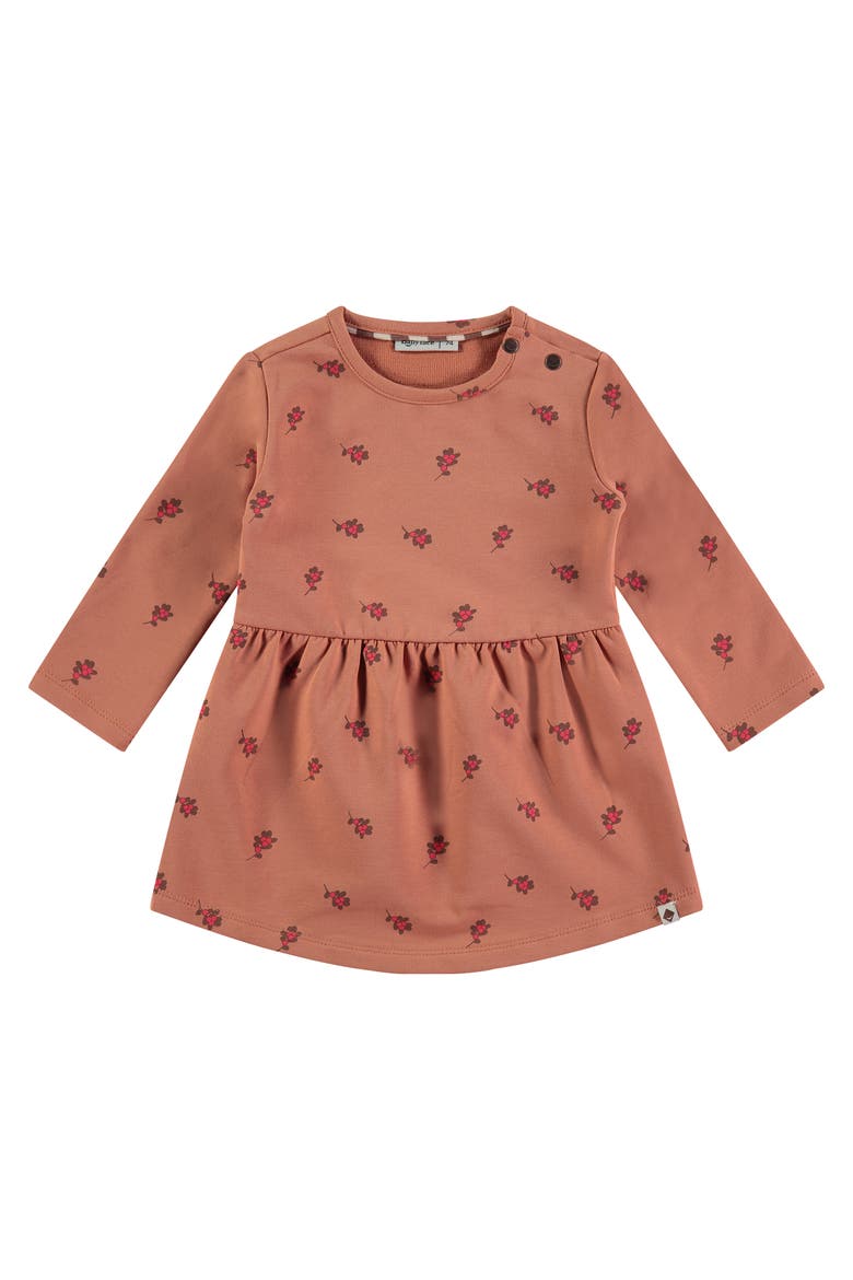 Allover Leaf Long Sleeve Sweatdress, Main, color, Cinnamon