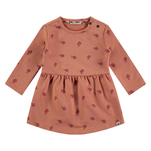 Babyface Allover Leaf Long Sleeve Sweatdress In Brown