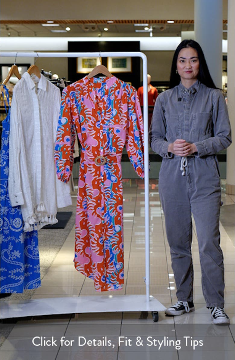 Cathy Abstract Print Cotton Cover-Up Shirtdress, sales video thumbnail