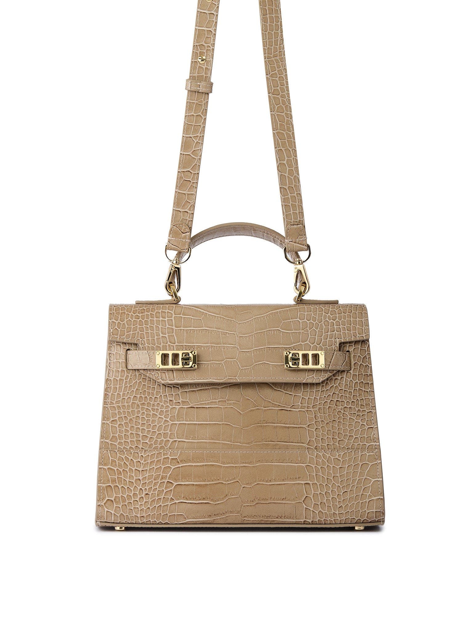 Kim Croco 11" Embossed Leather Top Handle Bag, Alternate, color, Light Beige
