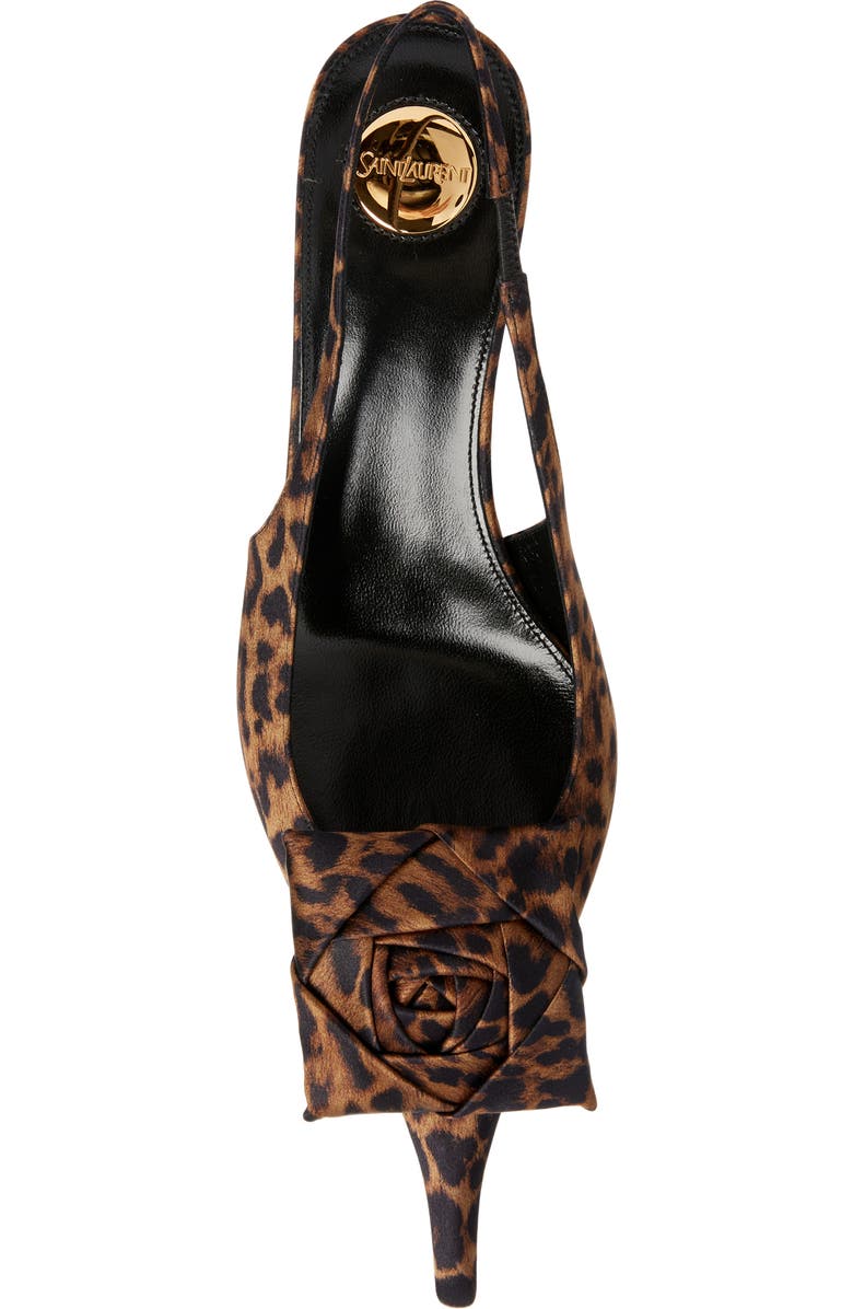 Saint Laurent Dakota Kitten Heel Pointy Toe Slingback Pump, Alternate, color, Leopard