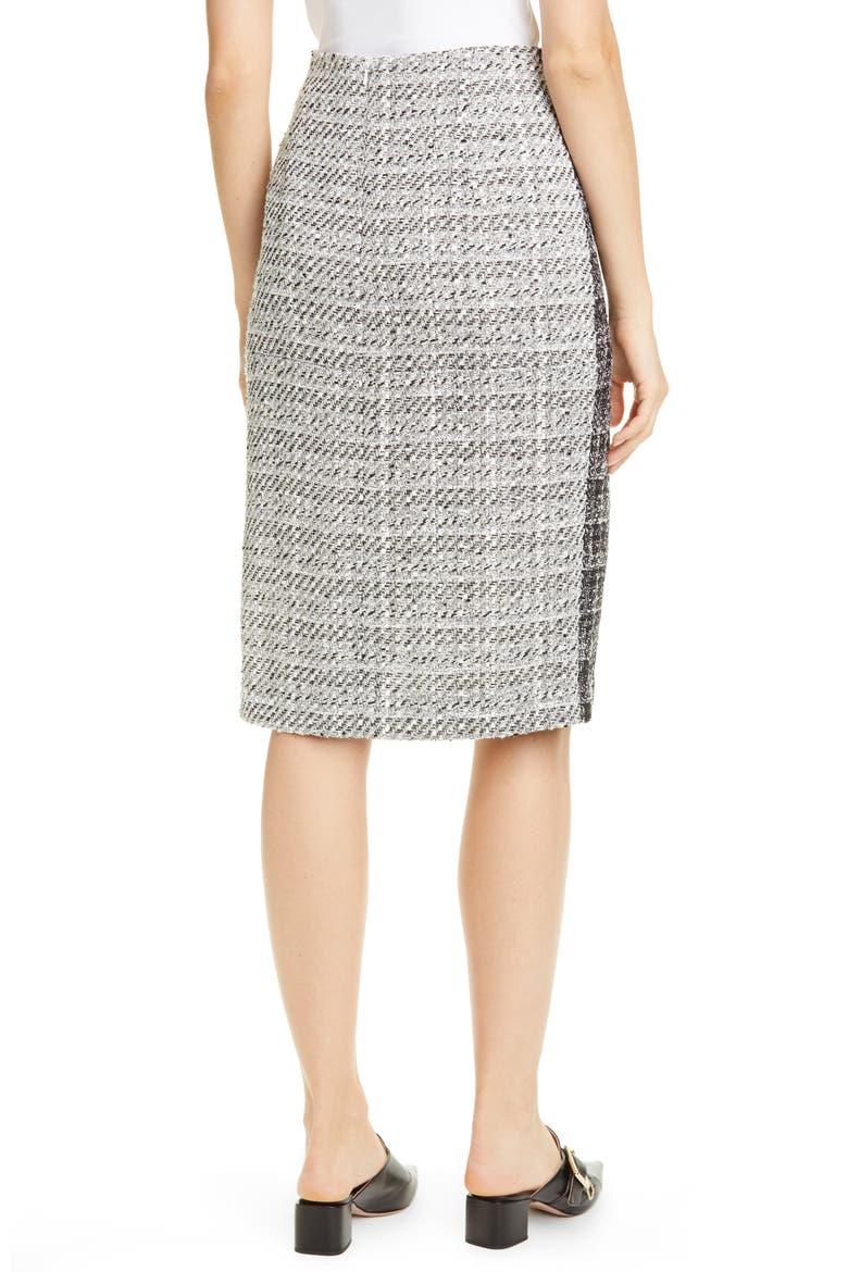 Colorblock Tweed Skirt, Alternate, color, IVORY/ BLACK