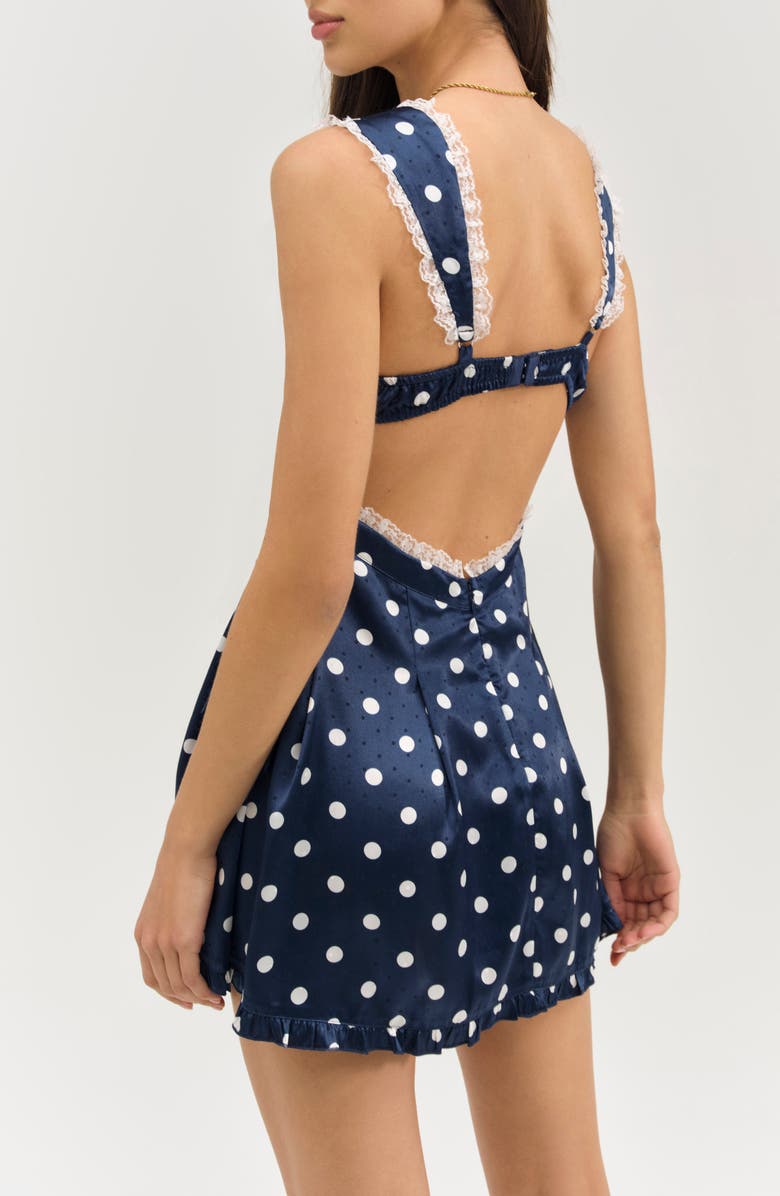 For Love & Lemons Holland Lace Cutout Minidress, Alternate, color, Navy