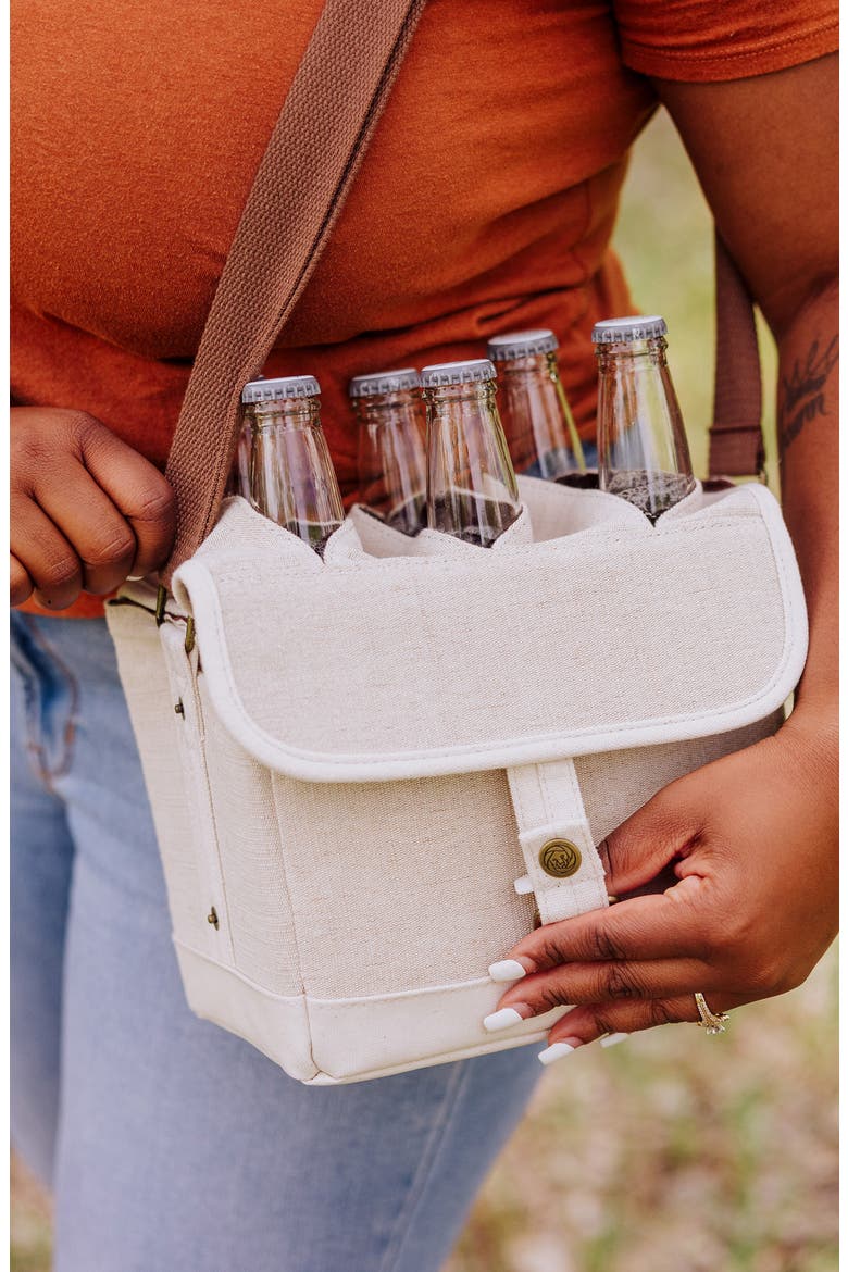 Beer Caddy Cooler Tote with Opener, Alternate, color, BEIGE