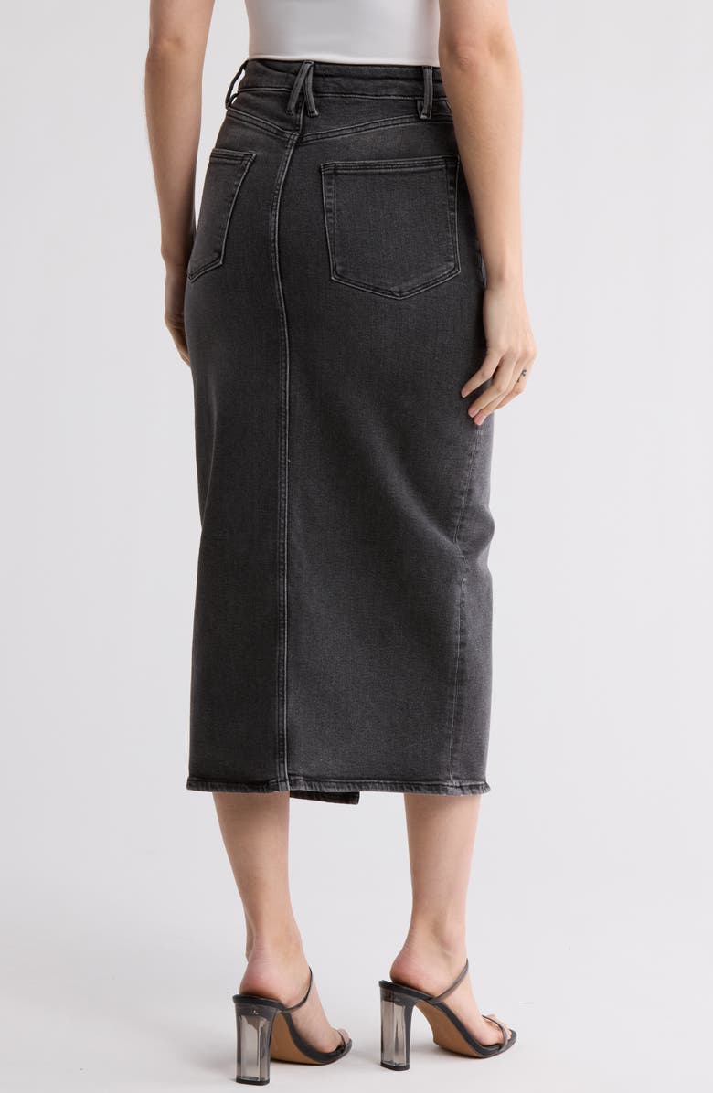Good American Front Slit Midi Denim Skirt, Alternate, color, Black352
