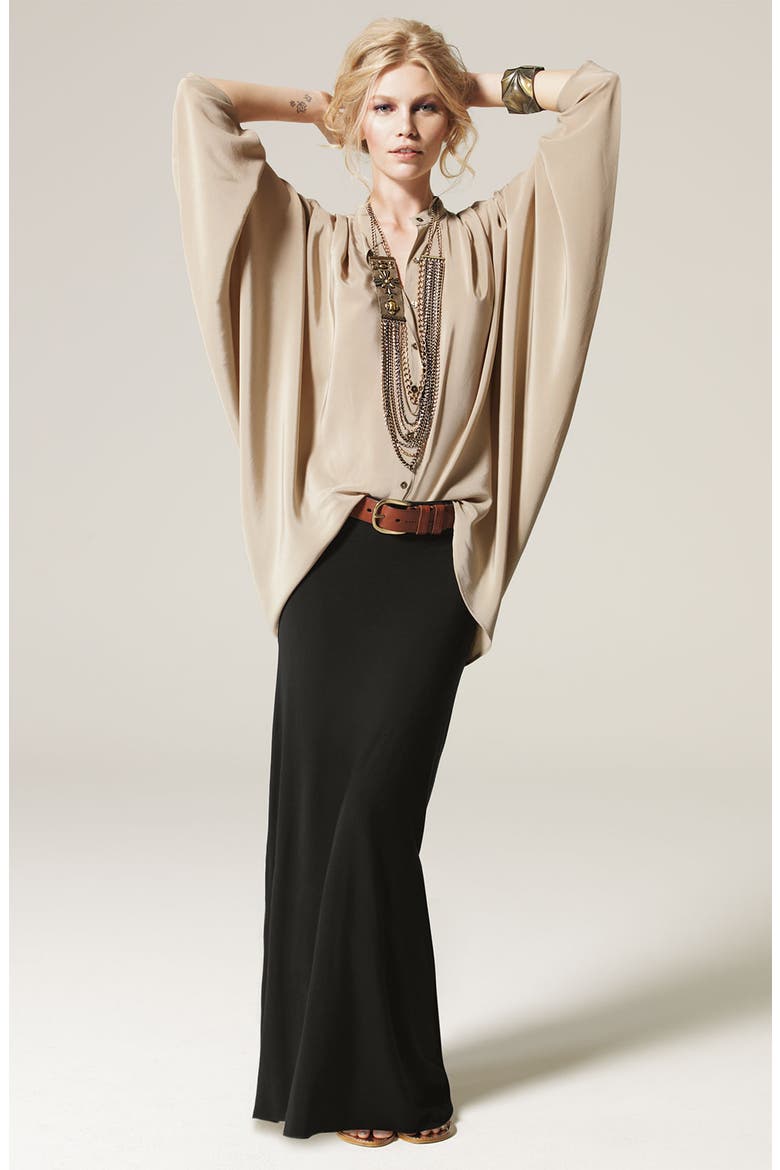 Oversized Silk Blouse, Alternate, color, KHAKI