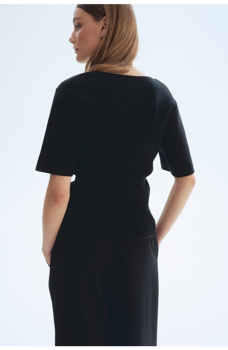 H&M Fine-knit T-shirt, Alternate, color, Black