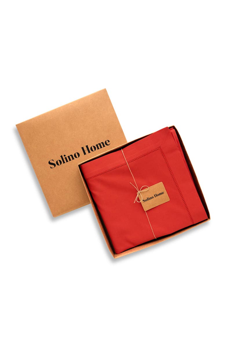 Solino Home Cotton Linen Hemstitch Tablecloth, Alternate, color, Poppy Red