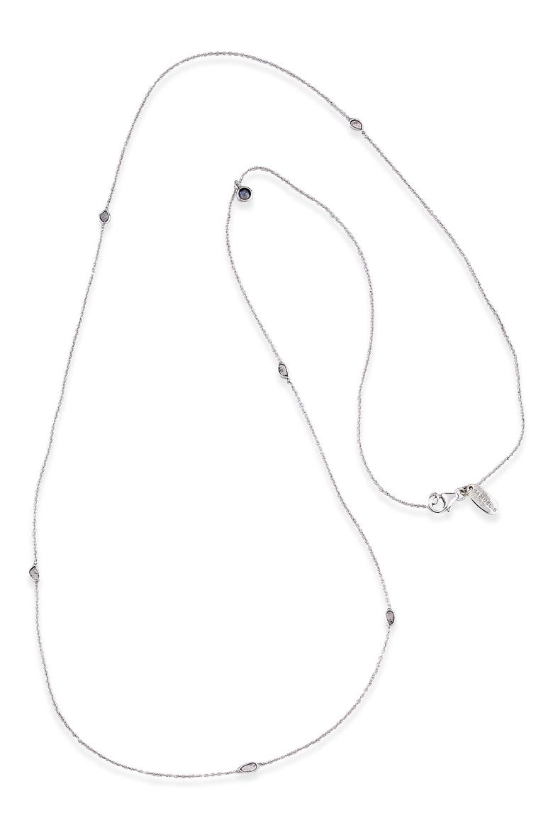 Labradorite & Diamond Station Necklace, Main, color, BLUE