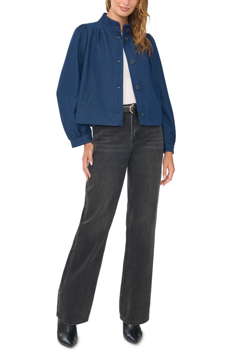 Funnel Neck Bubble Jacket, Alternate, color, INDIGO