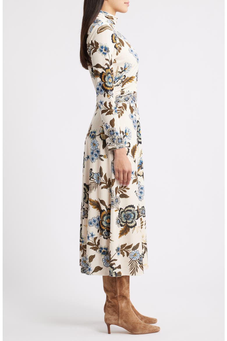 Floral Long Sleeve Velvet Dress, Alternate, color, IVORY MULTI