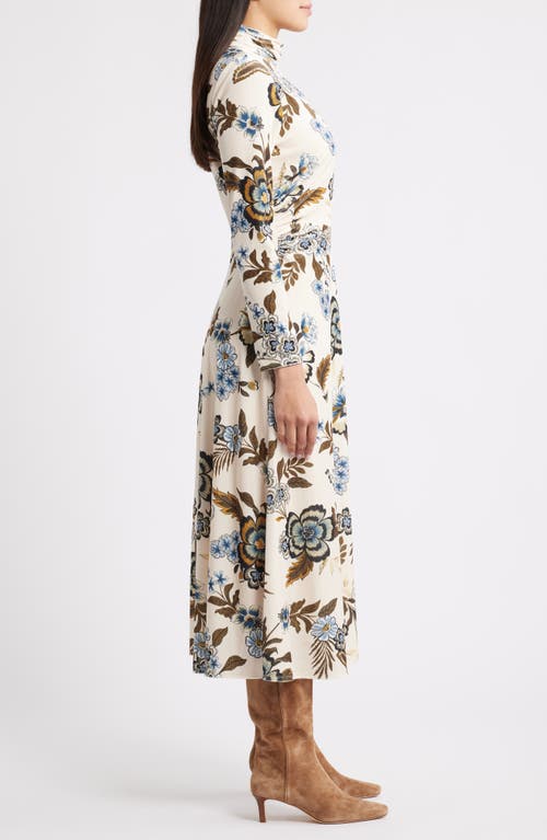 Julia Jordan Floral Long Sleeve Velvet Dress In White