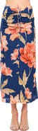 FLYING TOMATO Floral Ruched Mesh Maxi Skirt