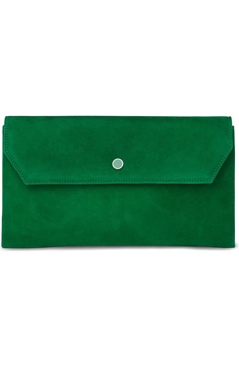 LK Bennett Dora Suede Clutch, Main, color, Green