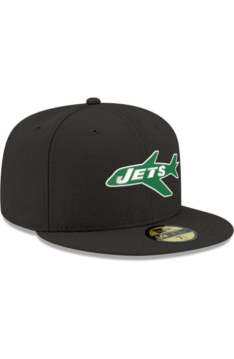 New Era Men's New Era Black New York Jets Omaha Throwback 59FIFTY Fitted Hat, Alternate, color, Black