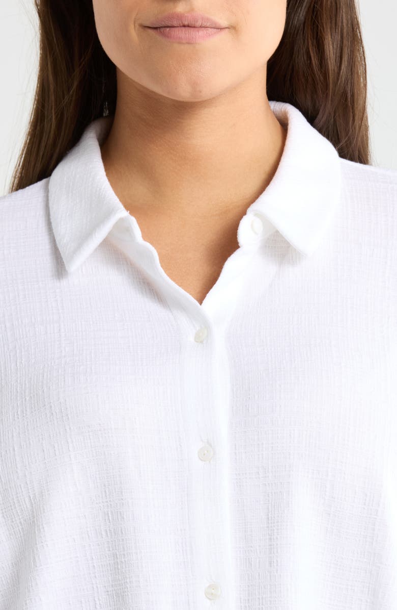 Eileen Fisher Classic Collar Crop Button-Up Shirt, Alternate, color, White