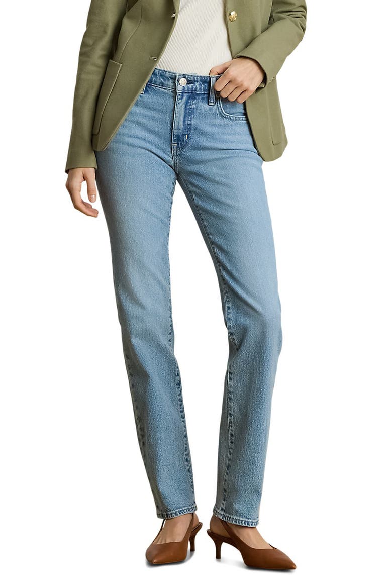 High Waist Straight Leg Ankle Jeans, Main, color, ALICIA WASH BLUE