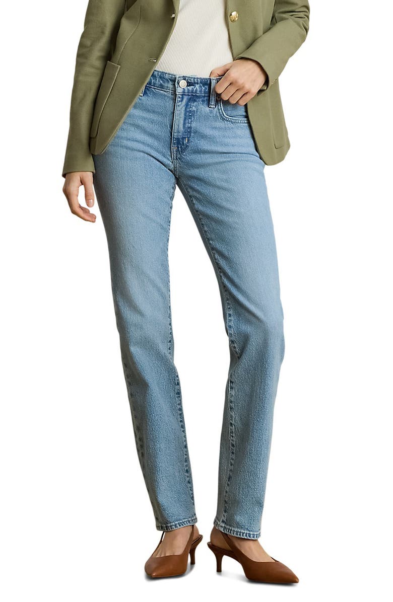 Lauren Ralph Lauren High Waist Straight Leg Ankle Jeans, Main, color, Alicia Wash Blue
