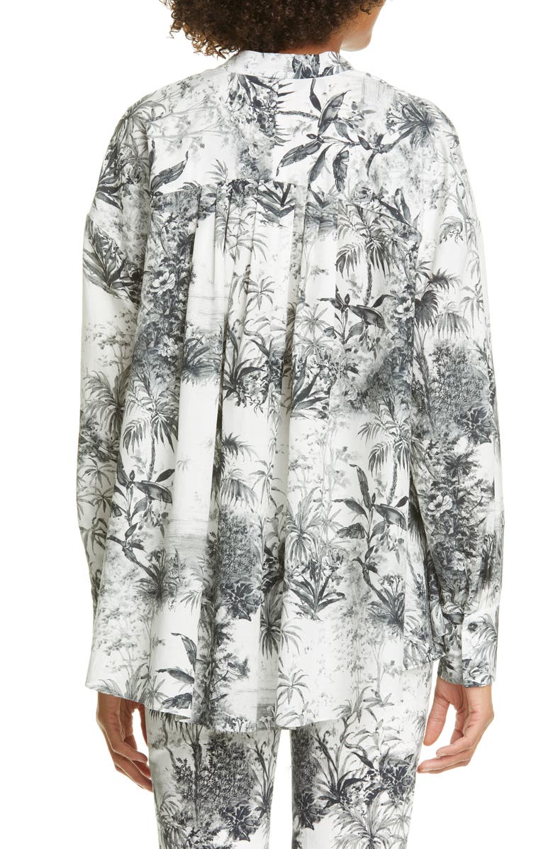 Adam Lippes Palm Print Cotton & Silk Voile Top, Alternate, color,