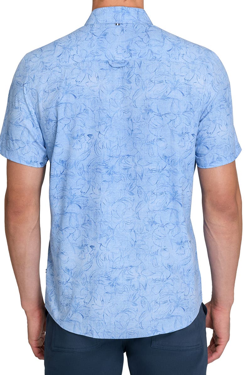 Brooklyn Brigade Scribble Floral Print Woven Short Sleeve Basic, Alternate, color, Denim