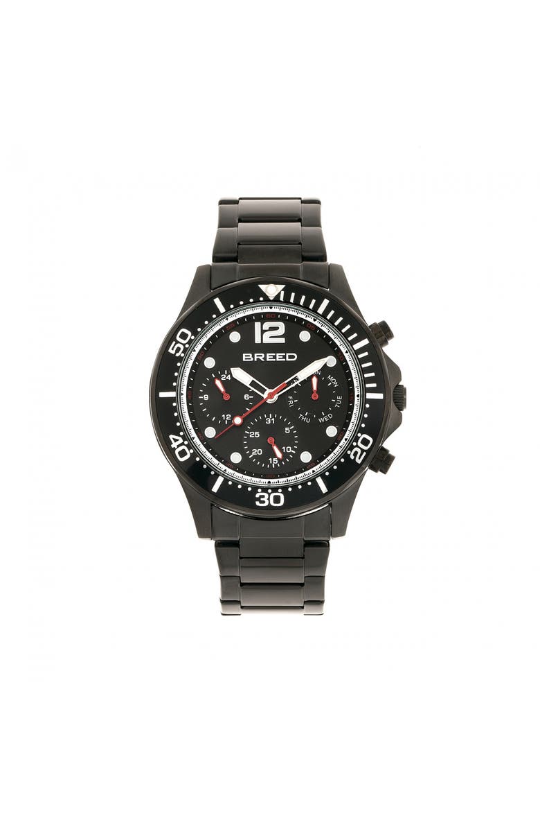 BREED Pegasus Bracelet Watch w/Day/Date, Main, color, Black