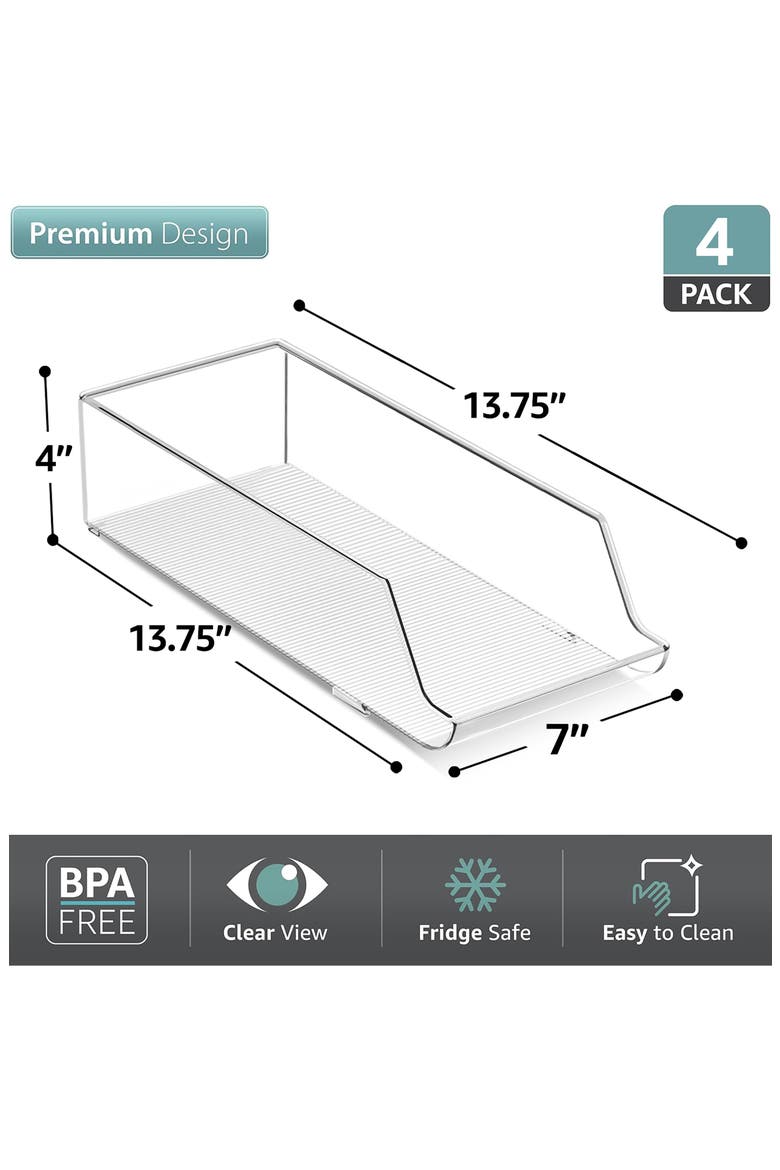 4-Pack Slim Can Organizers, Alternate, color, CLEAR