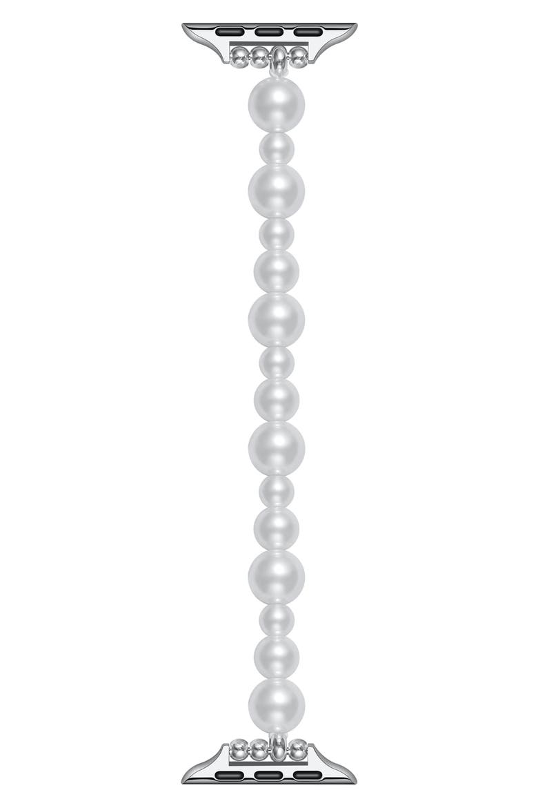 Maeve 42mm Imitation Pearl Apple Watch® Bracelet Watchband, Main, color, WHITE