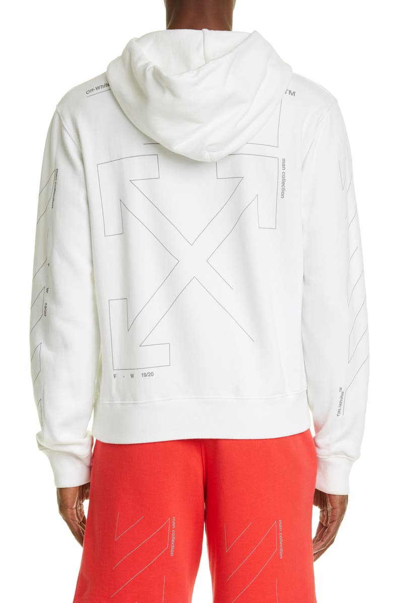Off-White Diagonal Unfinished Slim Fit Hoodie, Alternate, color, 