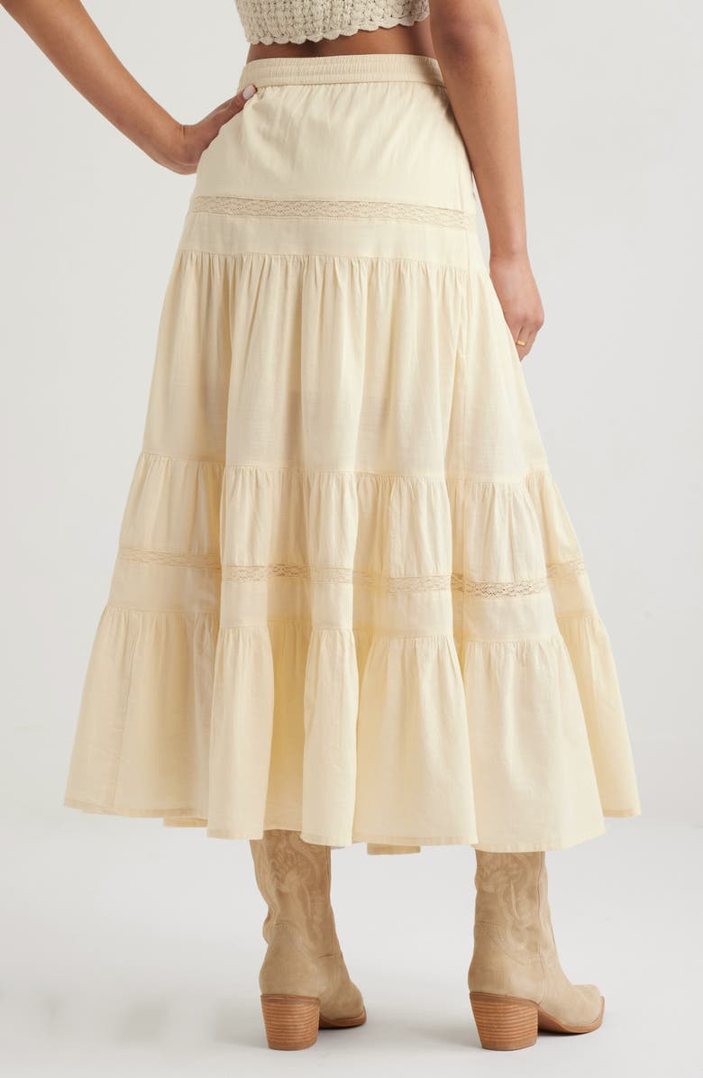 BP. Tiered Cotton Maxi Skirt, Alternate, color, Ivory Gleam