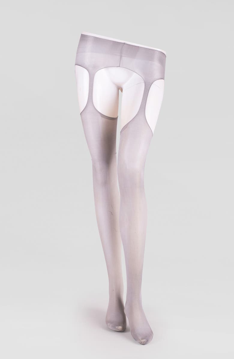 LECHERY<sup>®</sup> Lustrous Silky Shiny Sheer Suspender Crotchless Tights, Alternate, color, Grey