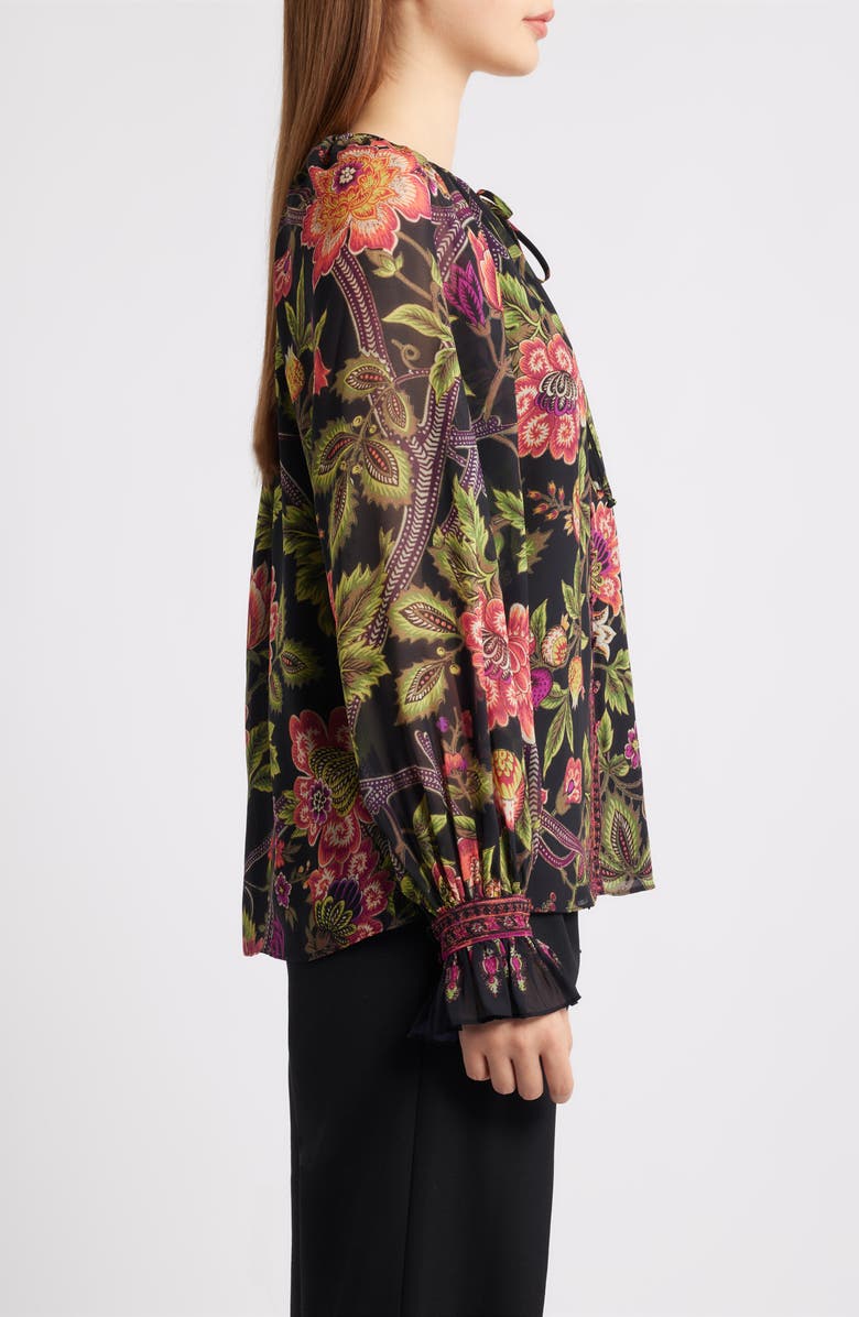 KOBI HALPERIN Shahar Floral Print Woven Shirt, Alternate, color, Black Multi