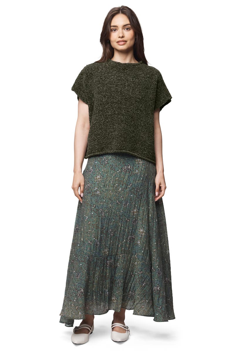 Splendid Andrea Funnel Neck Short Sleeve Sweater, Alternate, color, Green Spruce