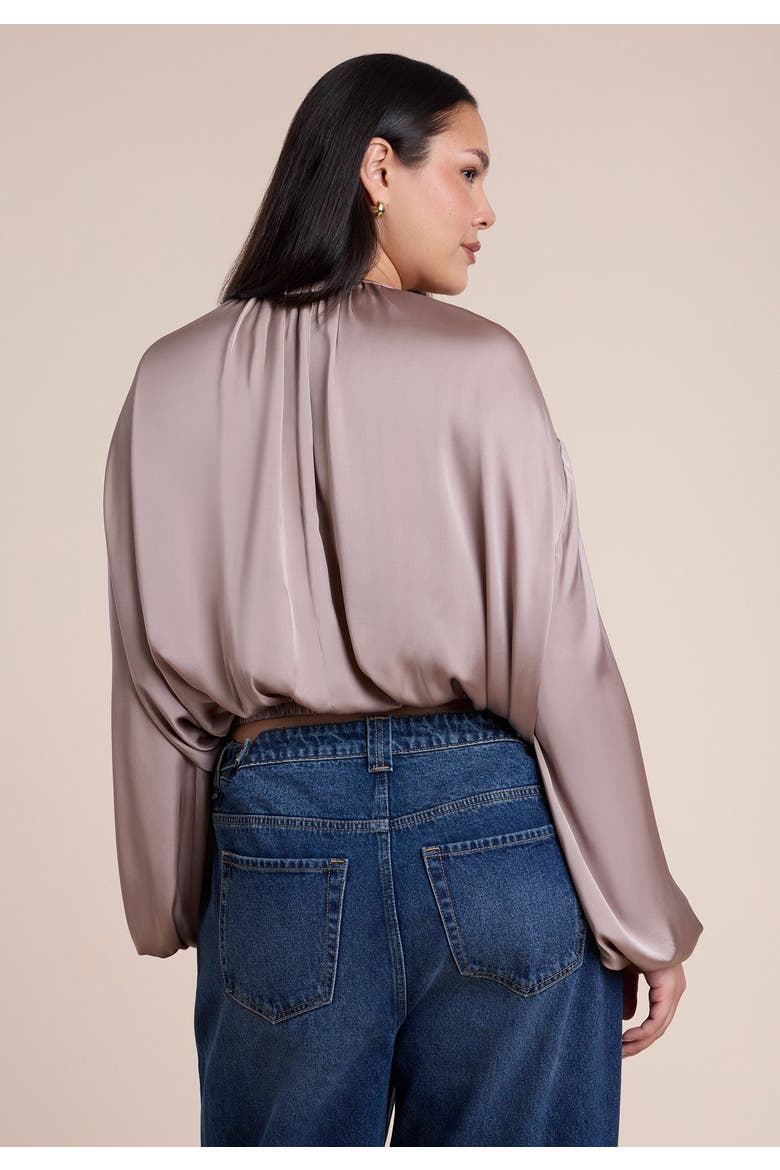 Satin Drawstring Peasant Blouse, Alternate, color, DUSTY MAUVE