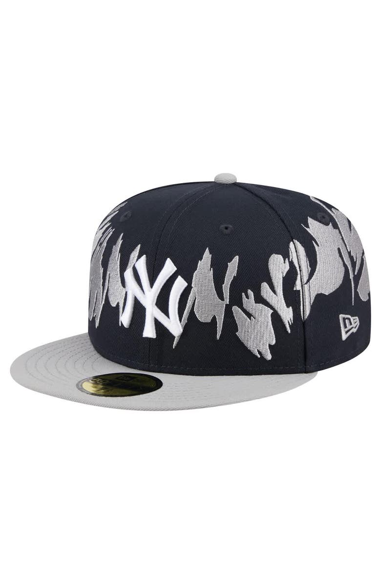 New Era Men's New Era Navy/Gray New York Yankees Retro Pattern 59FIFTY Fitted Hat, Main, color, Navy