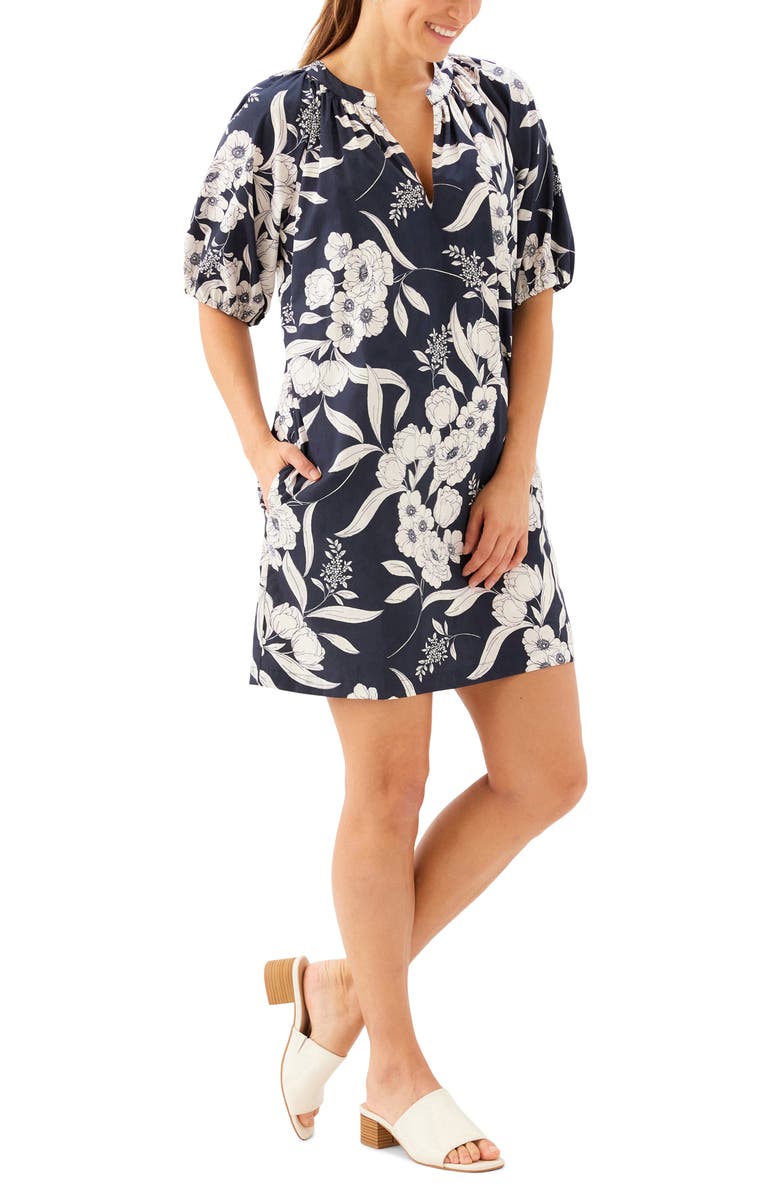 Karen Kane Floral Puff Sleeve Cotton Shift Minidress, Alternate, color, Floral Print