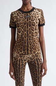 Dolce&Gabbana Leopard Jacquard Cotton Jersey T-Shirt